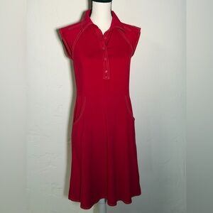 BCBGMaxAzria Beautiful Red Dress with front buttons and pockets